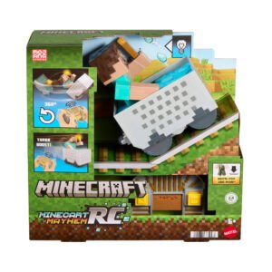 Minecraft RC vagonėlis su Steve'u „Minecart Mayhem“ pakuotėje