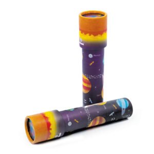 Svoora kosminis kaleidoskopas su planetomis, parodytas stačias ir gulintis