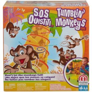 Tumblin' Monkeys stalo žaidimas – klasikinės versijos dėžutė su užrašu „Don't let the monkeys fall!“