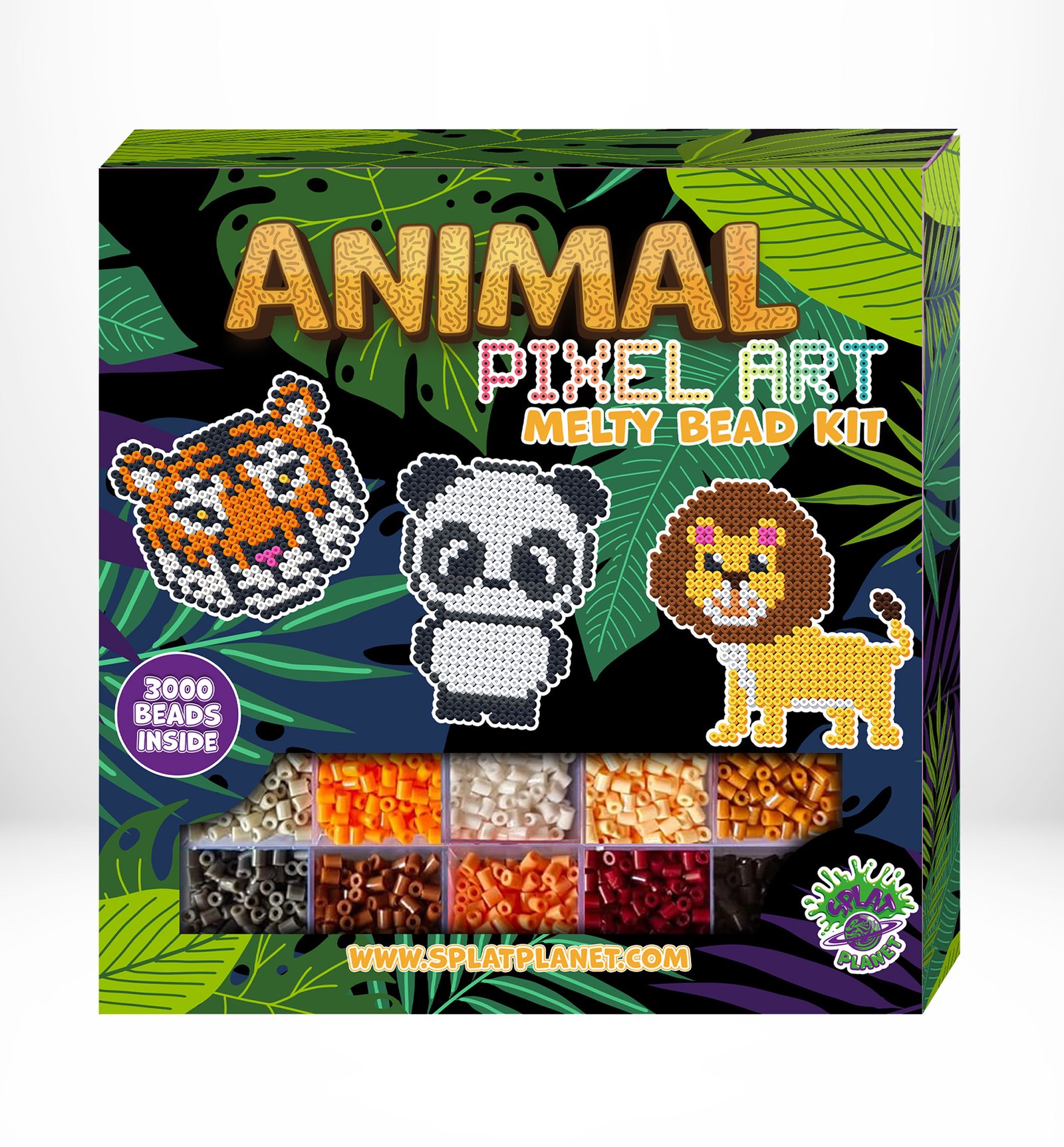 Lyginimo karoliukai su gyvūnais – Splat Planet dėžutė su tigru, panda ir liūtu