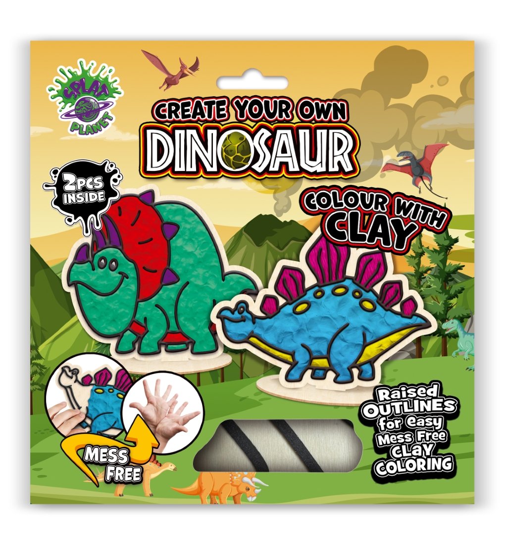 Modelino rinkinys su dinozaurais – Splat Planet dėžutė su triceratopsu ir stegozauru