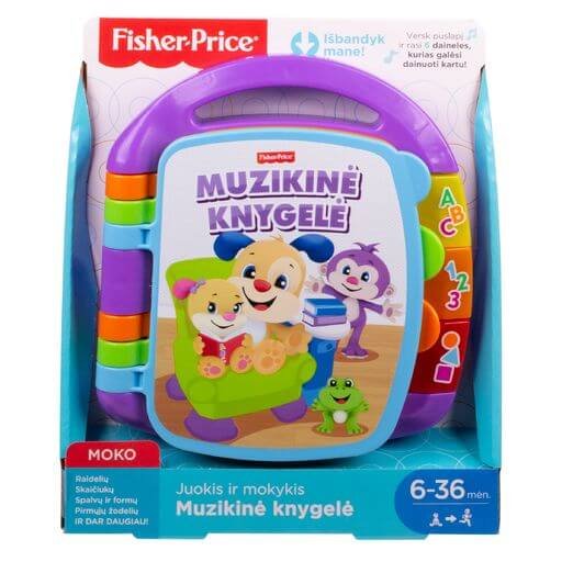 Lietuviškai kalbanti muzikinė knygelė Fisher-Price „Juokis ir mokykis“ pakuotėje