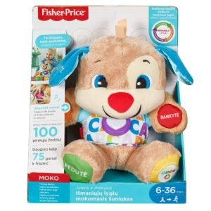 Lietuviškai kalbantis šuniukas Fisher-Price „Išmanieji lygiai“ lietuviškoje pakuotėje
