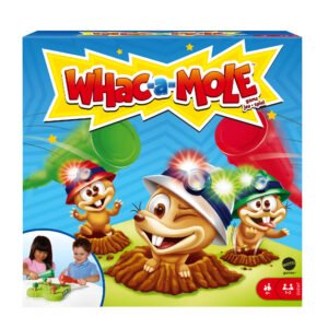 Kurmių gaudymo žaidimas Whac-a-Mole – dėžutė su šalmuotais kurmiais ir žymėjimu 4+, 1–2