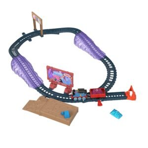 Thomas & Friends bėgių rinkinys „Crystal Mines Thomas“ – surinkta trasa su violetinėmis rampomis