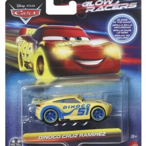 Cars šviečianti tamsoje mašinėlė Glow Racers – Cruz Ramirez pakuotėje