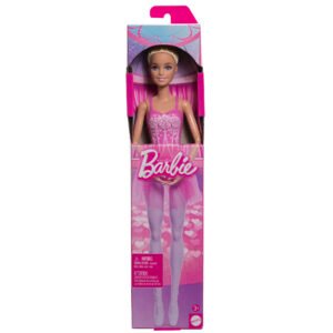 Barbie lėlė balerina pakuotėje – šviesiaplaukė šokėja rožiniu triko ir tiulio tutu