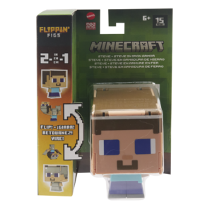 Minecraft Flippin' Figs figūrėlė pakuotėje – Steve ir šarvuotas Steve