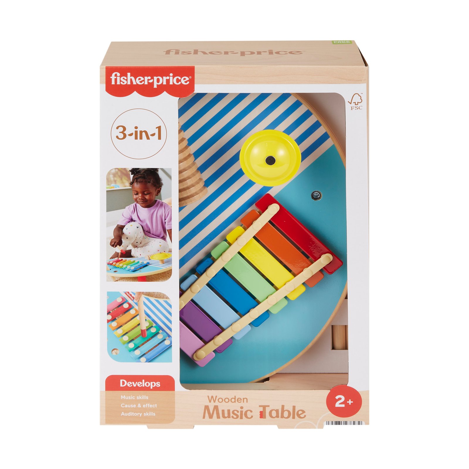 Wooden Music Table pakuotė su užrašais 3-in-1 ir 2+