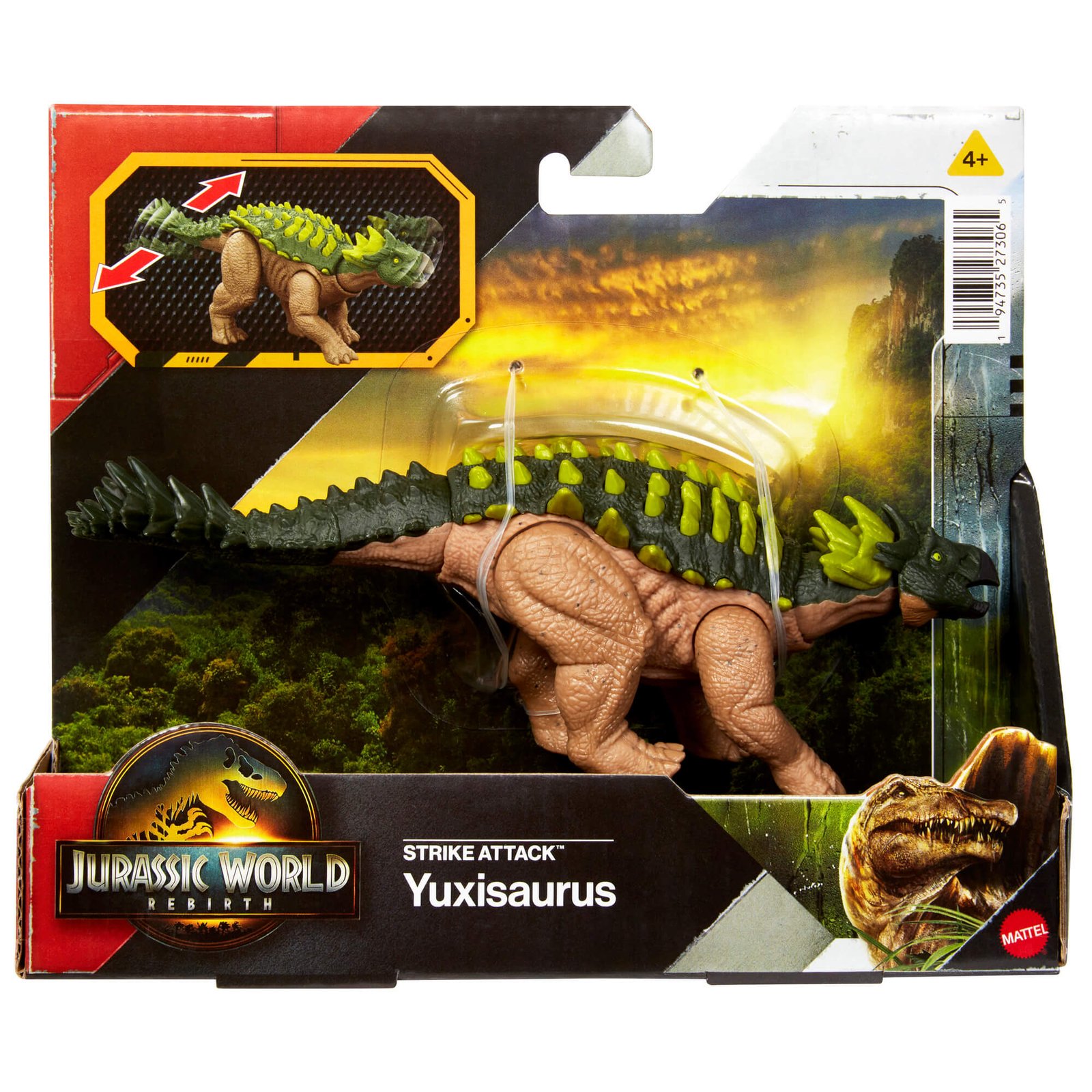 Šarvuotas Yuxisaurus su geltonais dygliais pakuotėje
