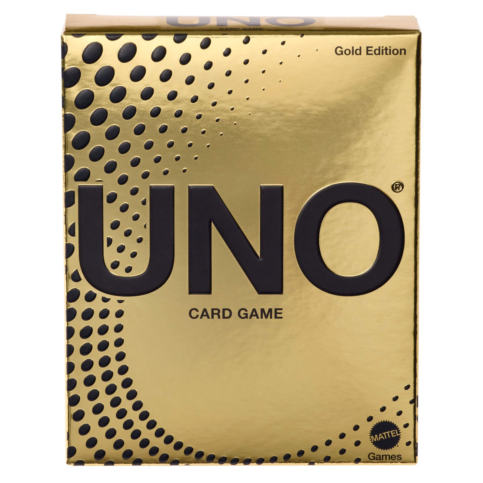 Auksinė UNO Gold Edition dėžutė iš priekio