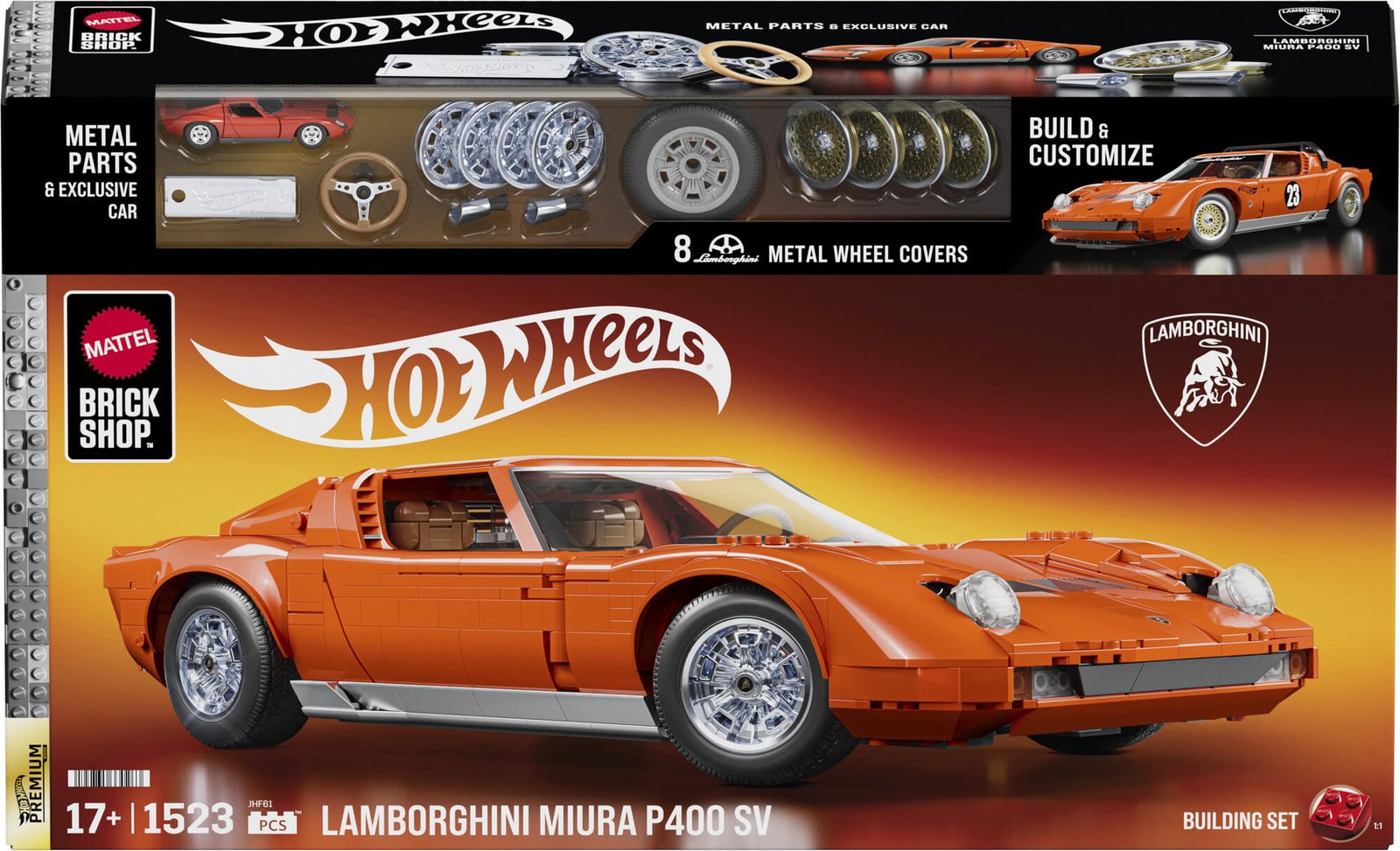 Lamborghini Miura P400 SV dėžutė su Hot Wheels Premium ženklu, 17+