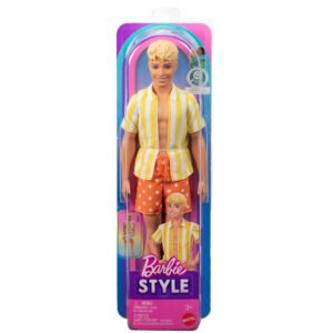 Barbie Kenas madistas vasarai „Barbie Style“ pakuotėje – dryžuoti marškiniai ir taškuoti šortai