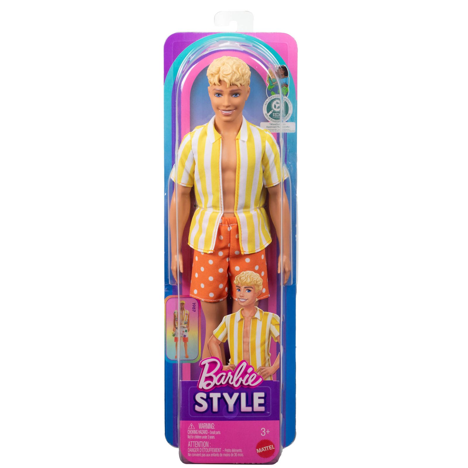 Barbie Kenas madistas vasarai „Barbie Style“ pakuotėje – dryžuoti marškiniai ir taškuoti šortai