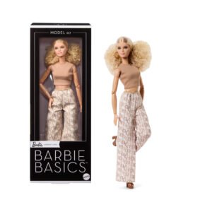 Barbie Basics lėlė Nr. 7 – dėžutė „Model 07“ ir šviesiaplaukė palazzo kelnėmis