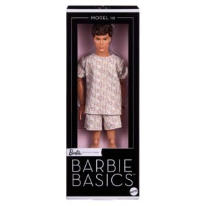 Barbie Basics Kenas Nr. 10 – dėžutė „Model 10“ su Kenu raštuotais drabužiais