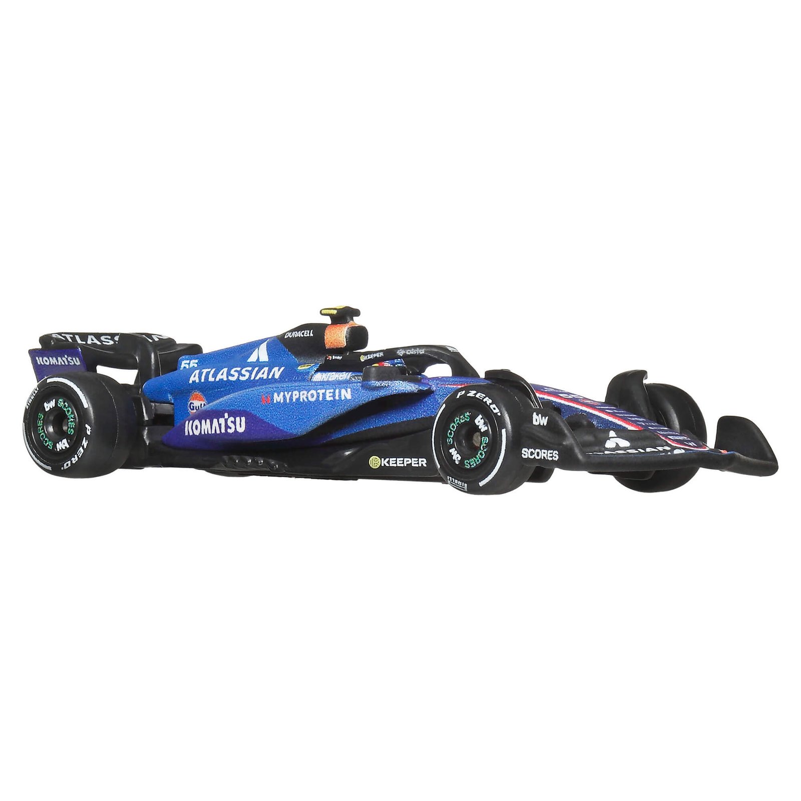 Williams F1 bolidas 1:64 – vaizdas iš priekio ir dešinio šono