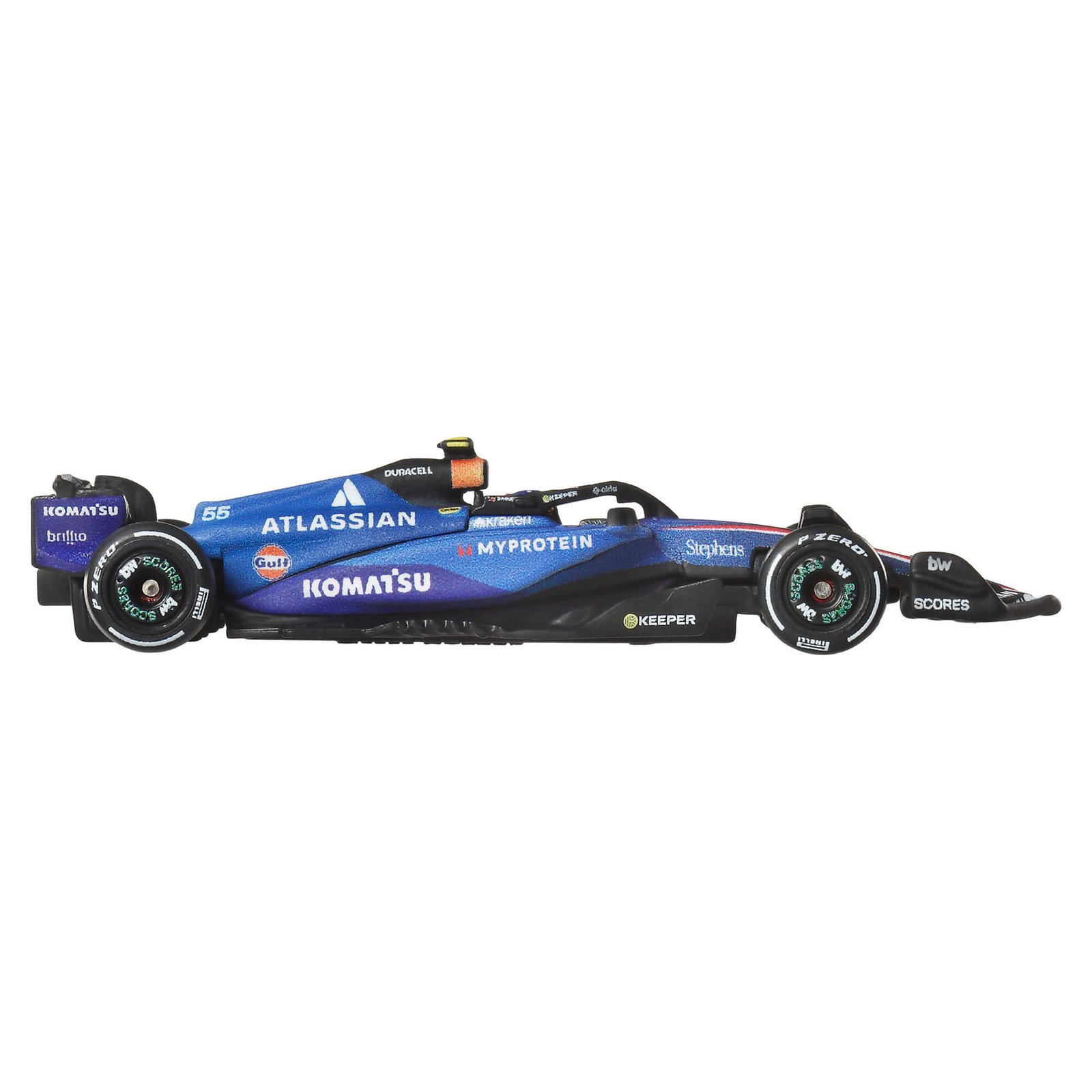 Atlassian Williams Racing bolido šoninis profilis su Real Riders padangomis