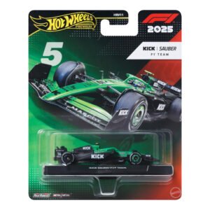 Hot Wheels Gabriel Bortoleto bolidas – Premium kortelė su numeriu 5 ir KICK Sauber F1 Team užrašu