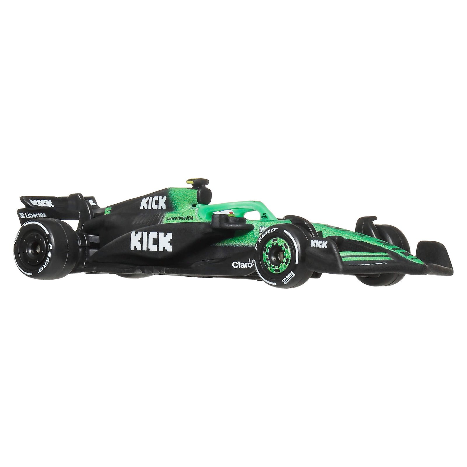 Juodai žalias Sauber bolidas 1:64 – vaizdas iš priekio ir dešinio šono