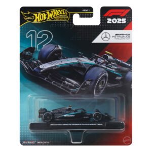 Hot Wheels Kimi Antonelli bolidas #12 – Premium kortelė su Mercedes-AMG PETRONAS ženklu ir bolidu ant pagrindo