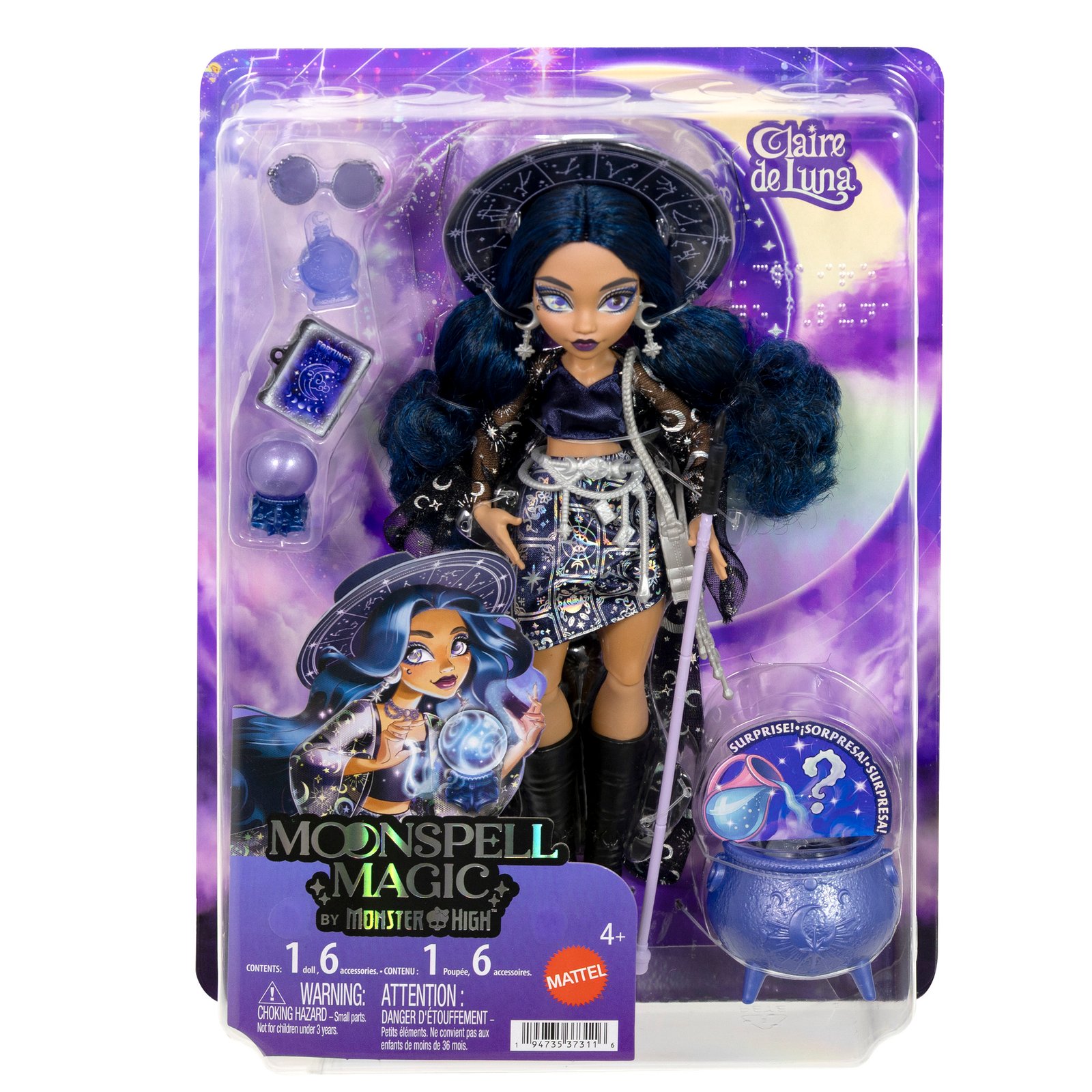 Monster High lėlė Moonspell Magic Claire de Luna pakuotėje