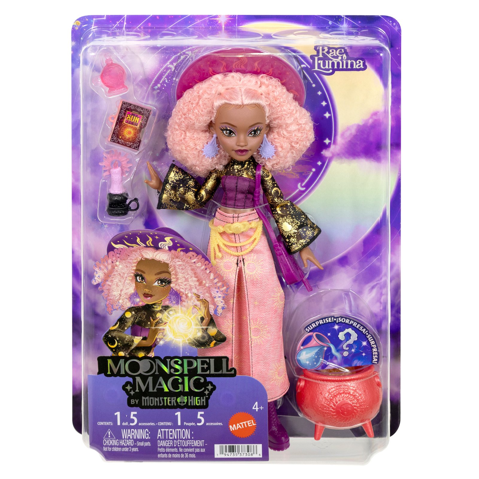 Monster High lėlė Moonspell Magic Rae Lumina pakuotėje