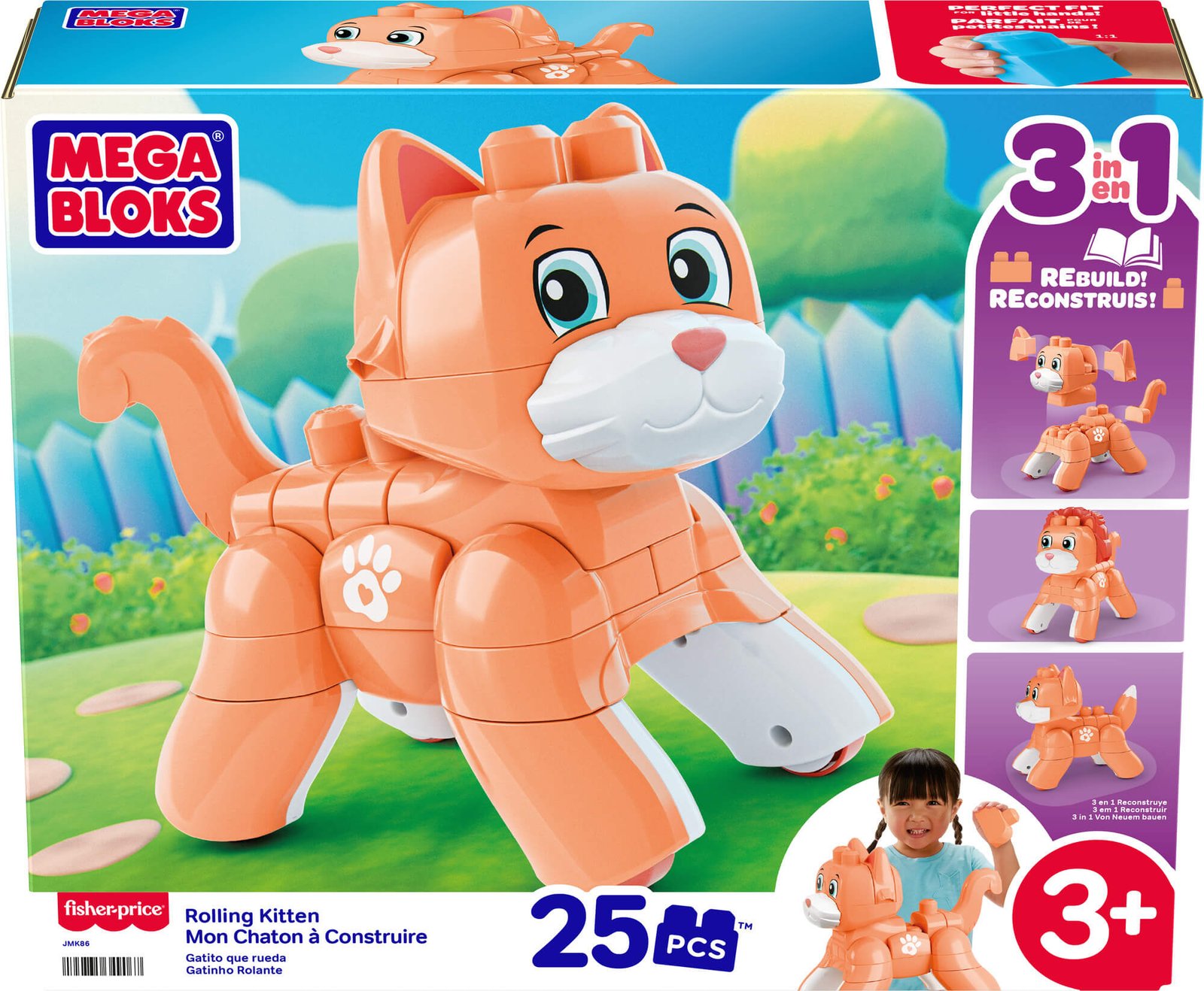 Mega Bloks „Rolling Kitten“ pakuotė su užrašais 3 in 1 ir 25 pcs