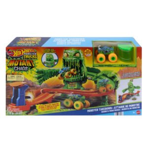Hot Wheels Mutant Chaos monstro trasa „Monster Takedown“ – dėžutė su Mutant Rhinomite ir slaimu