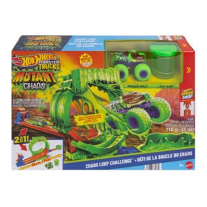 Hot Wheels Mutant Chaos slaimo trasa „Chaos Loop Challenge“ – dėžutė su Wreckin' Wolf ir slaimu