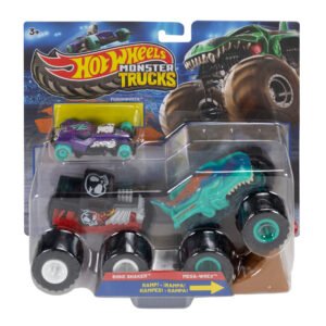 Hot Wheels Monster Trucks su rampa – pakuotė su Bone Shaker, Mega-Wrex ir Fusionbusta