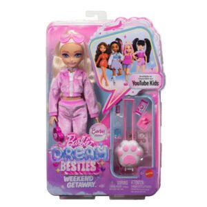 Barbie Malibu su kelionės priedais – Dream Besties Weekend Getaway pakuotė su letenėlės lagaminu