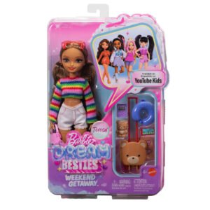 Barbie Teresa su kelionės priedais – Dream Besties Weekend Getaway pakuotė su meškiuko lagaminu