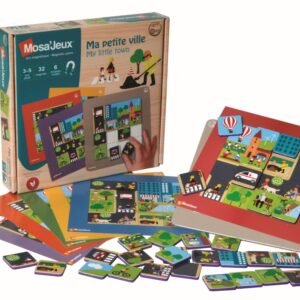Magnetinė miesto dėlionė SEPP Mosa'Jeux: lenta, magnetukai su namais ir žmonėmis, 6 miesto paveikslai